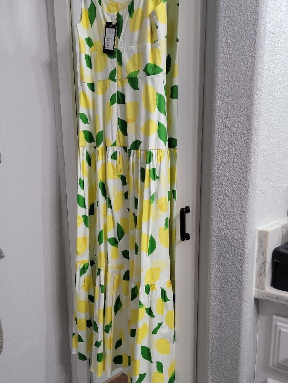 kate spade White Maxi Dress with Yellow Lemon & Green Leaf Print - Picture 6 of 6